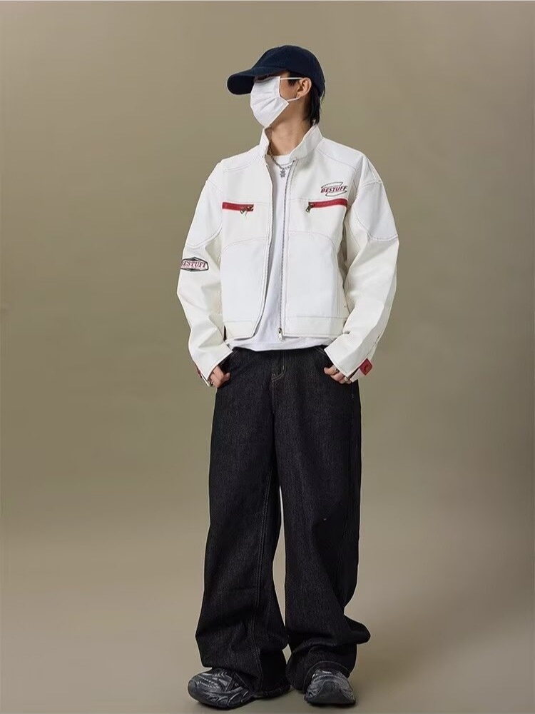 Giacca in pelle da uomo di alta qualità, stile hip hop, stile motociclista, stile corto PU, alla moda, marchio europeo e americano_voghion.com