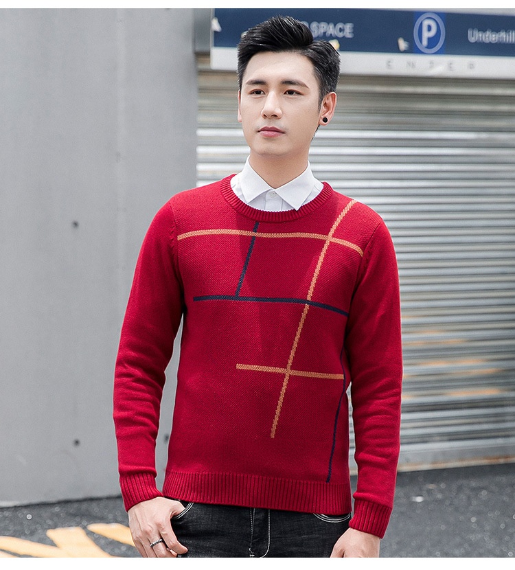 boy Boy Boy Boy Winter New Round Neck For Men Korean Style Color Block Pullover Fashion Trendy Long Sleeve Warm Men's Knitted Sweater_voghion.com