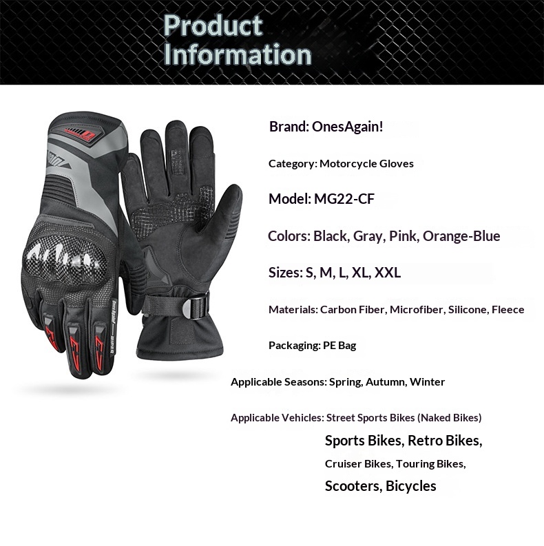 OnesAgain Motorrad-Winterhandschuhe für Herren, lang, wasserdicht, winddicht, warm, für Damen und Herren – Anti-Drop-Handschuhe_voghion.com