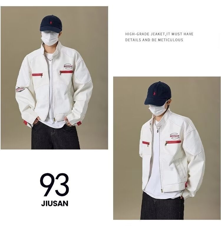 Giacca in pelle da uomo di alta qualità, stile hip hop, stile motociclista, stile corto PU, alla moda, marchio europeo e americano_voghion.com