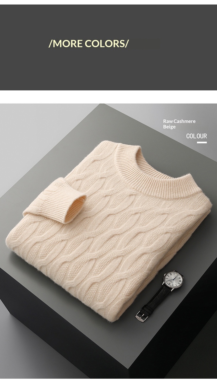 boy Boy Boy Boy 23 Autumn Winter New Men's Half Turtleneck Thickened Wool Pullover Solid Color Casual Plus Size Twisted Knit Sweater_voghion.com