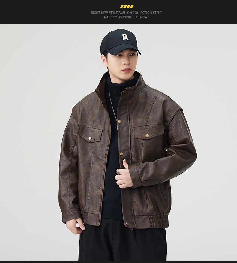 Giacca in pelle PU da pilota alla moda di strada europea e americana da uomo, alla moda, alla moda, in vendita all'ingrosso_voghion.com