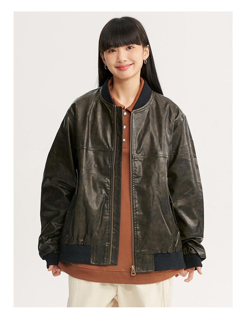 Giacca da motociclista in pelle nera stile retrò americano High Street da ragazzo, stile coppia, cappotto alla moda_voghion.com