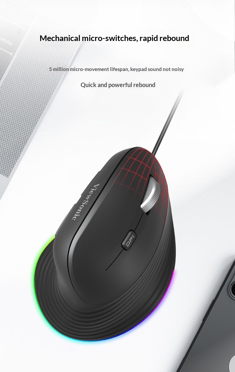 Digitex Digitex ViewSonic MW610 Ter Geçirmez Kaymaz Dikey Ergonomik Işıklı Fare Ofis ve Oyun İçin_voghion.com