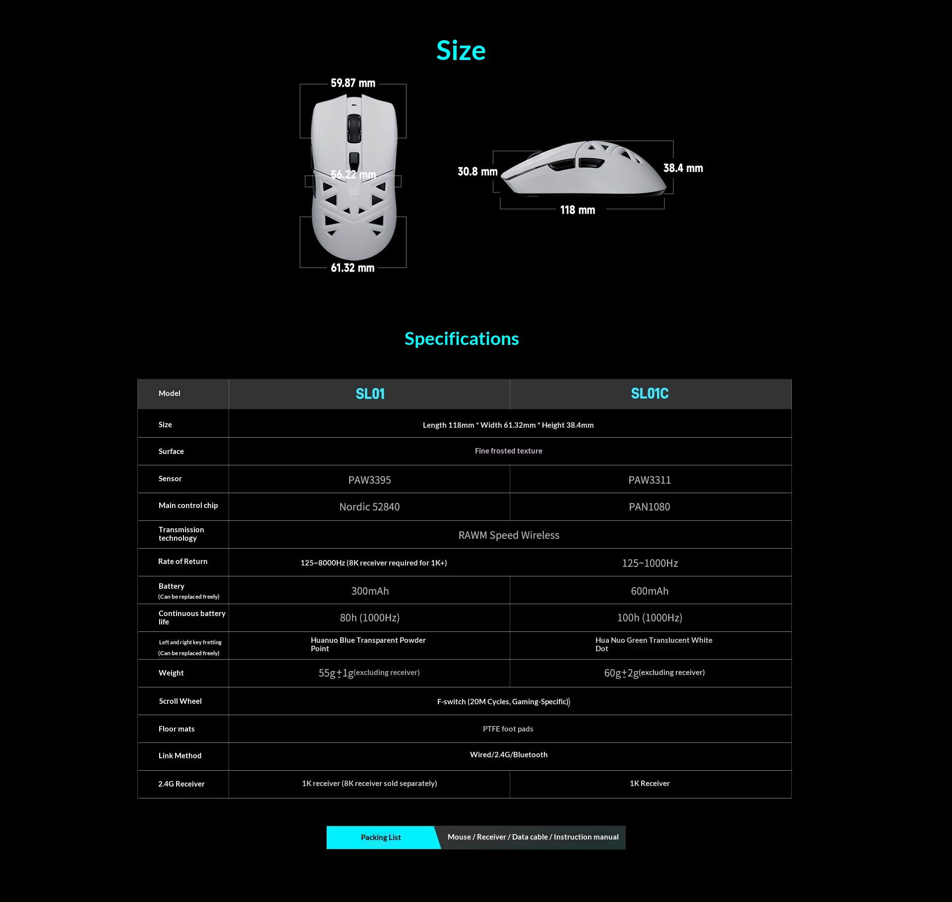 Digitex Digitex Sıcak Değiştirilebilir Kablosuz Oyun Mini Hollow PAW3311 Dizüstü Ofis Faresi SL01C_voghion.com
