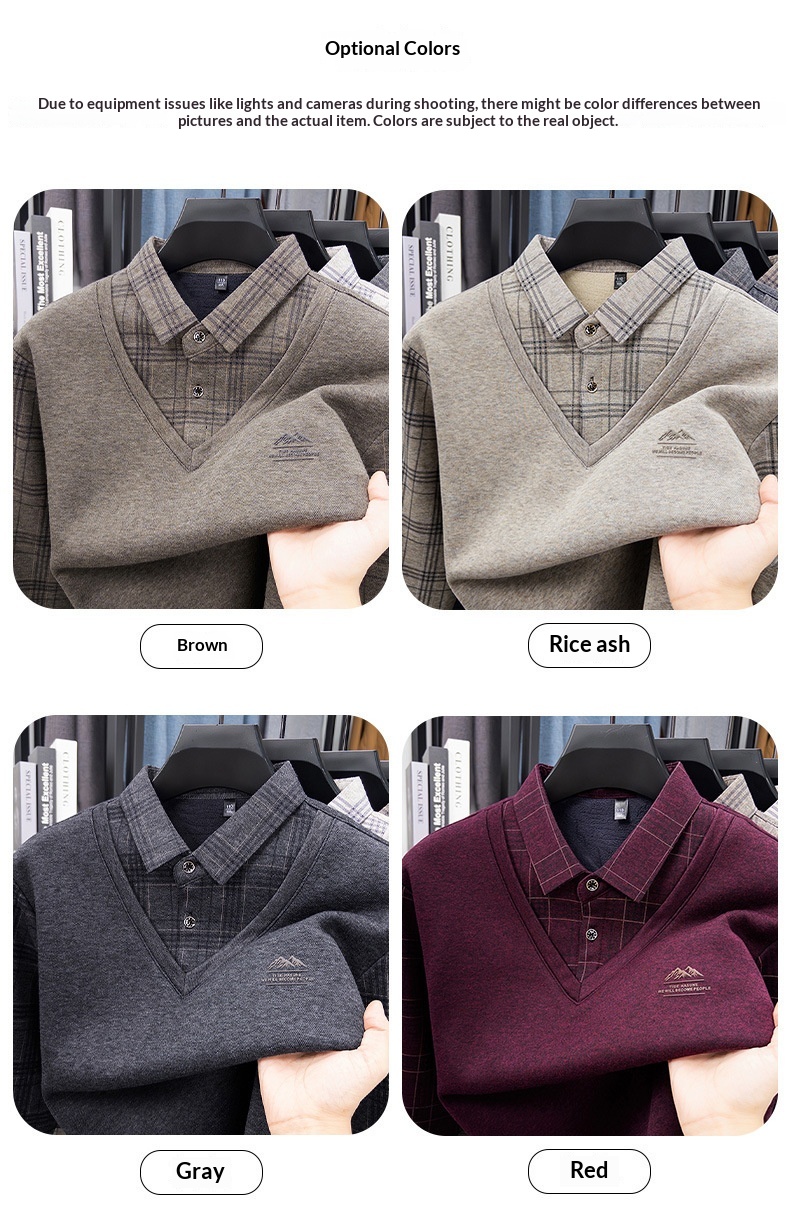 Ragazzo Ragazzo Ragazzo Maglione monopezzo in pile con lana di pecora, maglione lavorato a maglia a due pezzi ispessito per uomo, base calda per papà in autunno e inverno_voghion.com