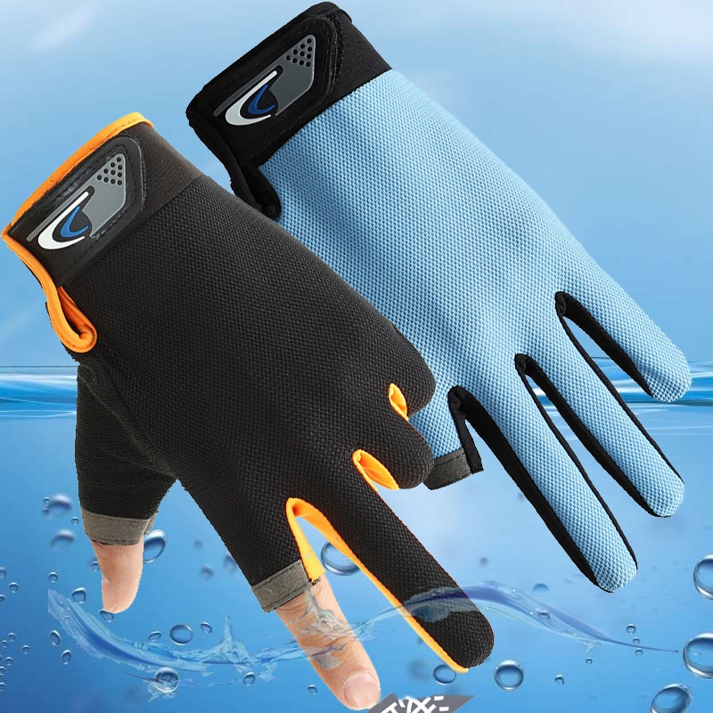 Guanti da ciclismo a due dita, protezione solare, per attività all'aperto, da pesca, da uomo, con mezze dita, antiscivolo, touchscreen, consegna_voghion.com