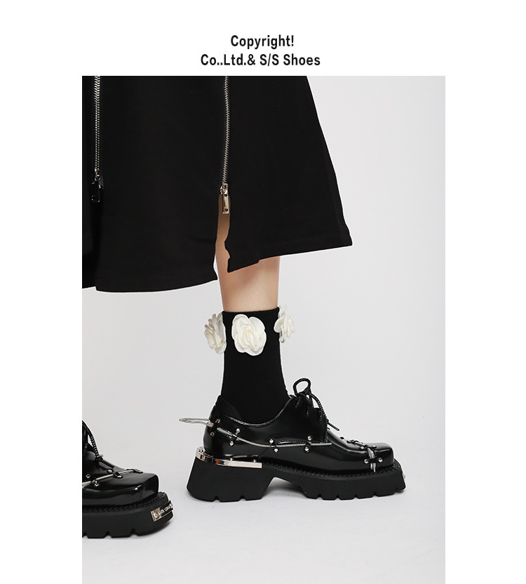 Voyage Voyage Niche Spring Lace-Up Thick-Soled Derby For Women 2022 New Retro Chunky Heel Loafers British Style Square-Toed Leather_voghion.com