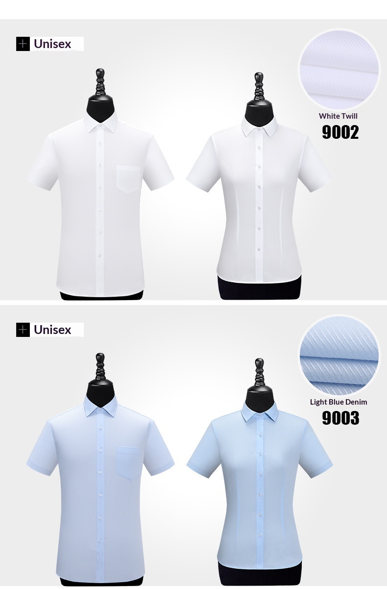 Liquid Ammonia Non-Iron Short Professional Slim Fit White Collar Korean Style High-End Shirt Printed Unisex_voghion.com