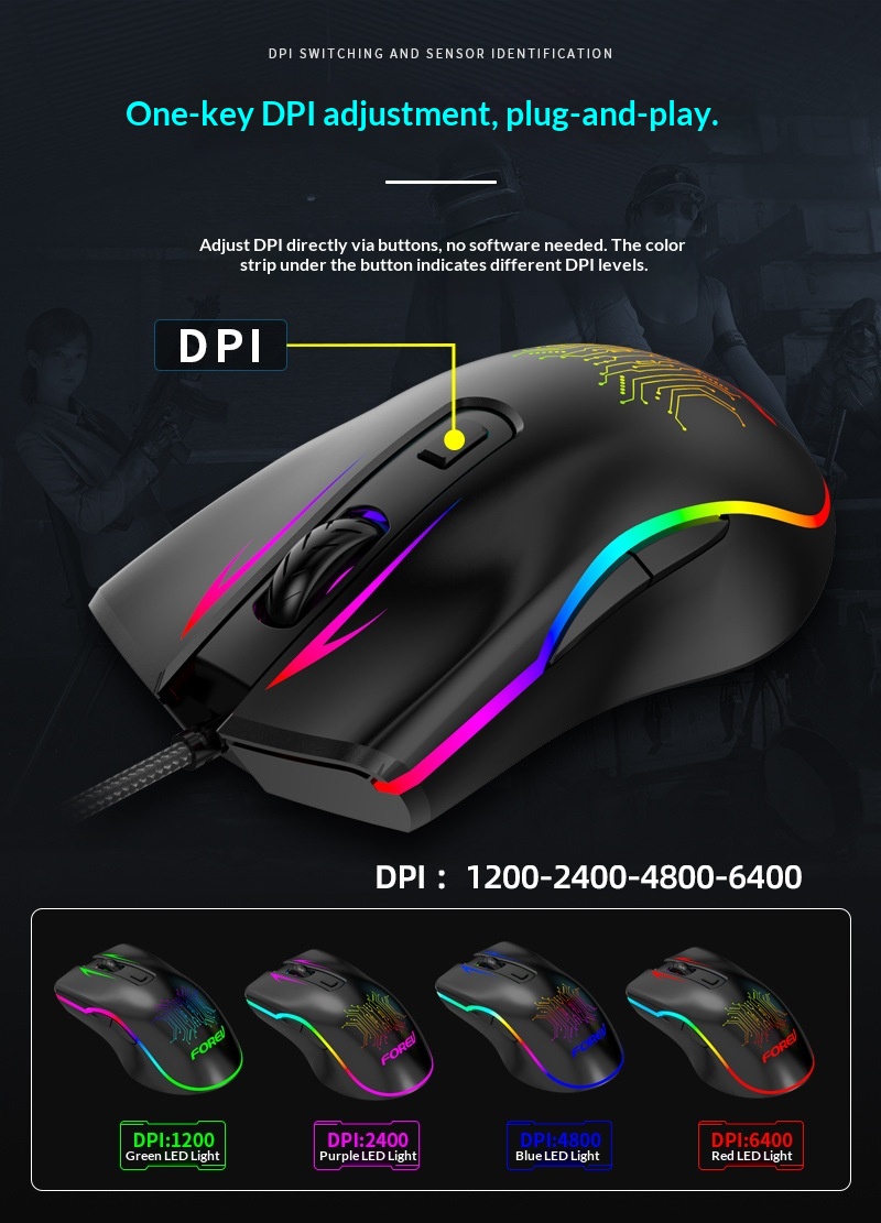 Digitex Digitex Wired FV509 Cool RGB Marquee Effect Oyun Bilgisayarı Toptan Mekanik Fare_voghion.com