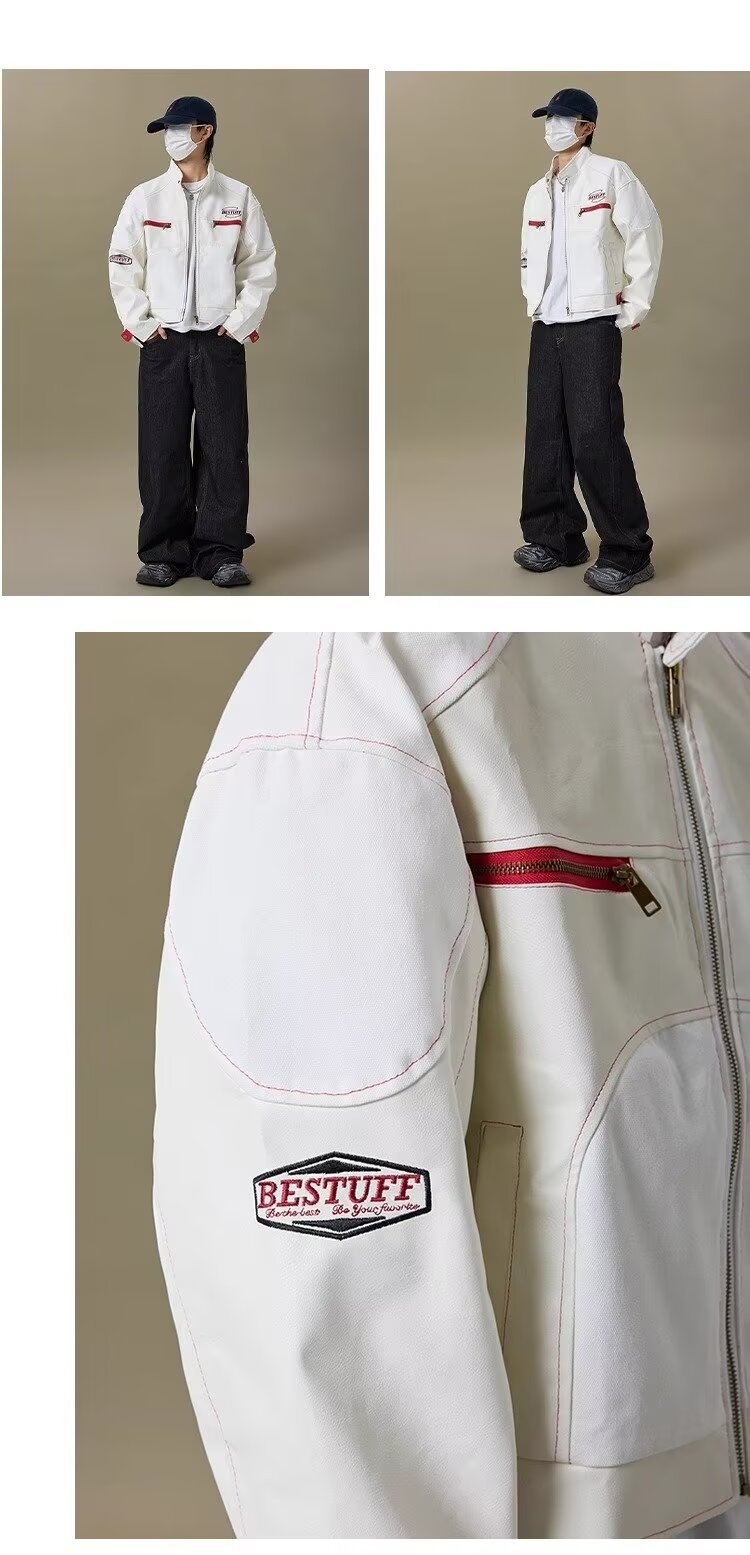 Giacca in pelle da uomo di alta qualità, stile hip hop, stile motociclista, stile corto PU, alla moda, marchio europeo e americano_voghion.com