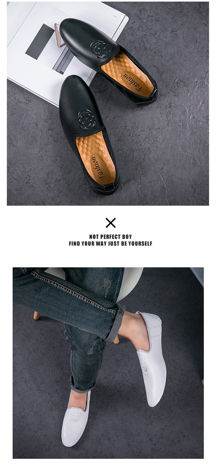 WalkPrime WalkPrime European Station Autumn Hairstylist Small Leather Skull Trendy New Men's Single Loafers Lazy Shoes Youth_voghion.com