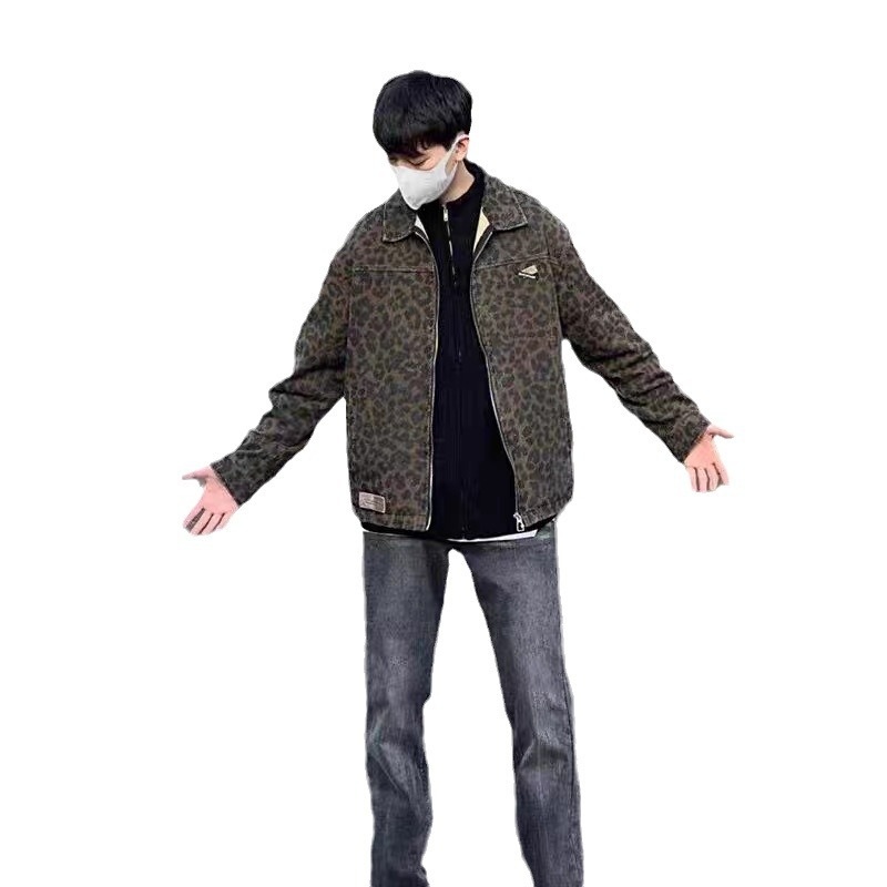 boy 2024 Style Functional Leopard Print Lapel Jacket For Men Women Spring Winter New Trendy European And American Zipper_voghion.com
