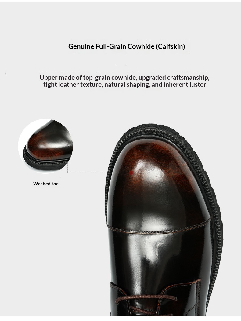 Scarpe derby formali da uomo Voyage in pelle a tre giunture, primo strato di fodera in pelle bovina, punta tonda, suola spessa, lucide_voghion.com