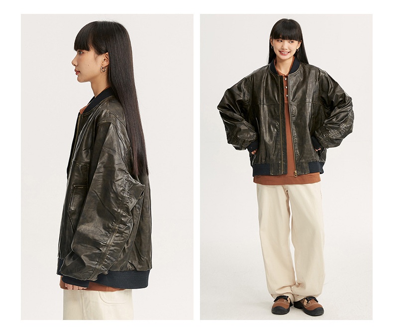 Giacca da motociclista in pelle nera stile retrò americano High Street da ragazzo, stile coppia, cappotto alla moda_voghion.com