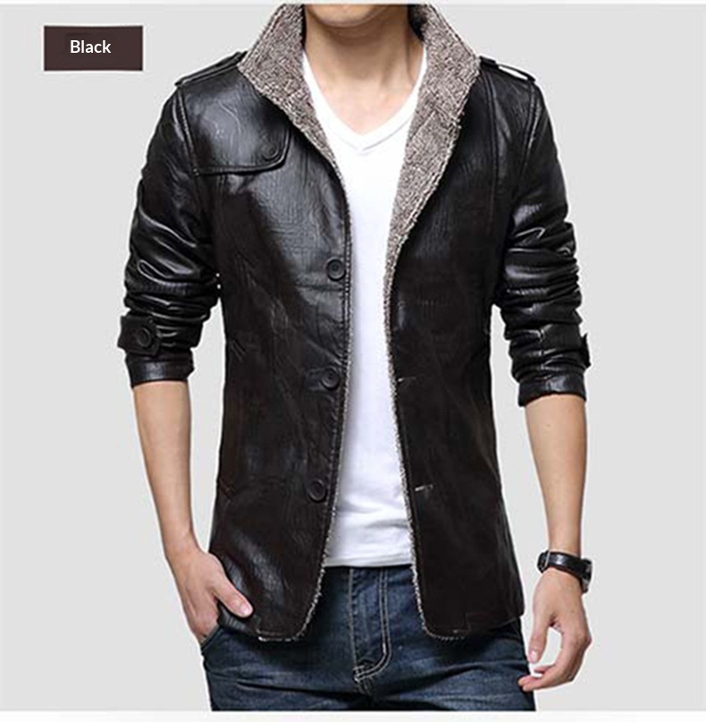 Chaqueta de cuero sintético con forro de piel de oveja cruzada para hombre, talla grande, invierno 2022_voghion.com