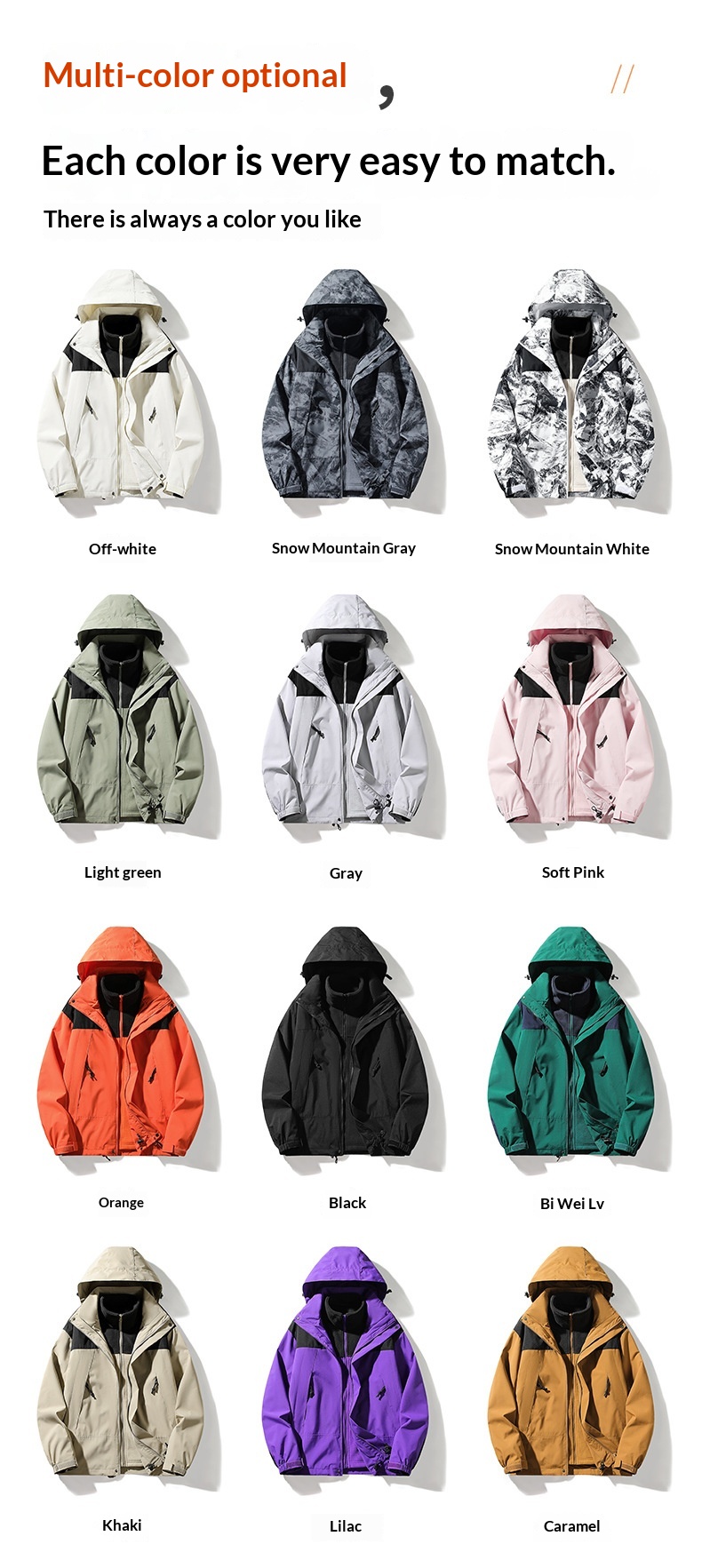 boy Boy 2025 New Outdoor Single Coat Jacket Casual Unisex Multi-color Group Purchase Three-in-One Thickened Top_voghion.com