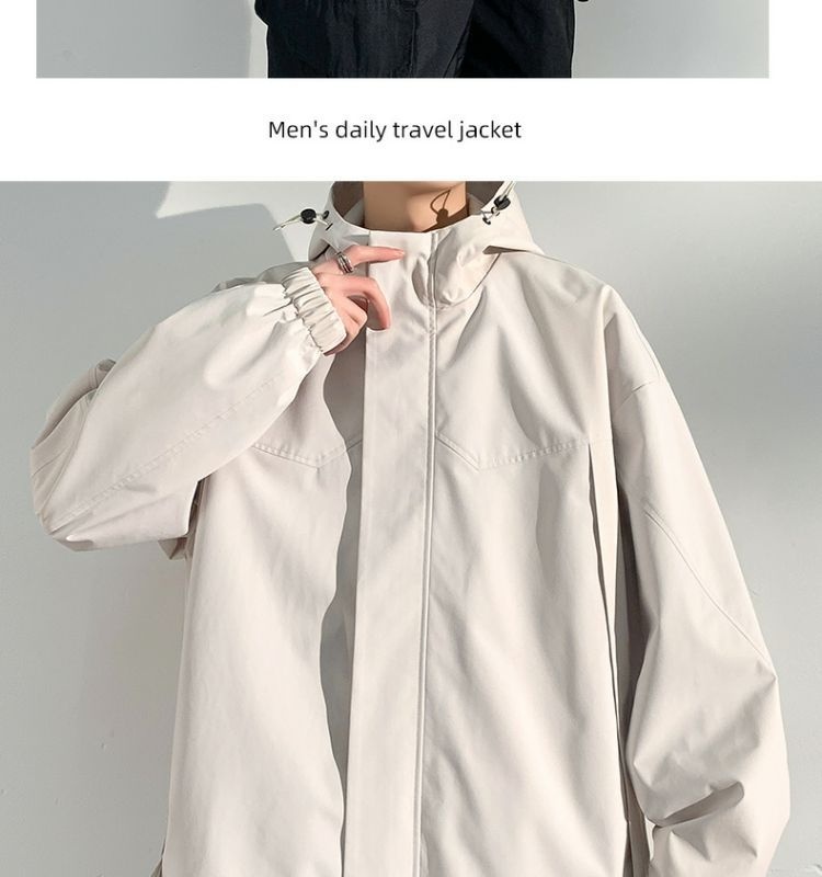 boy Boy Spring And Autumn Trend American Style Waterproof Windproof Solid Color Workwear Softshell Men's Casual Jacket Top_voghion.com