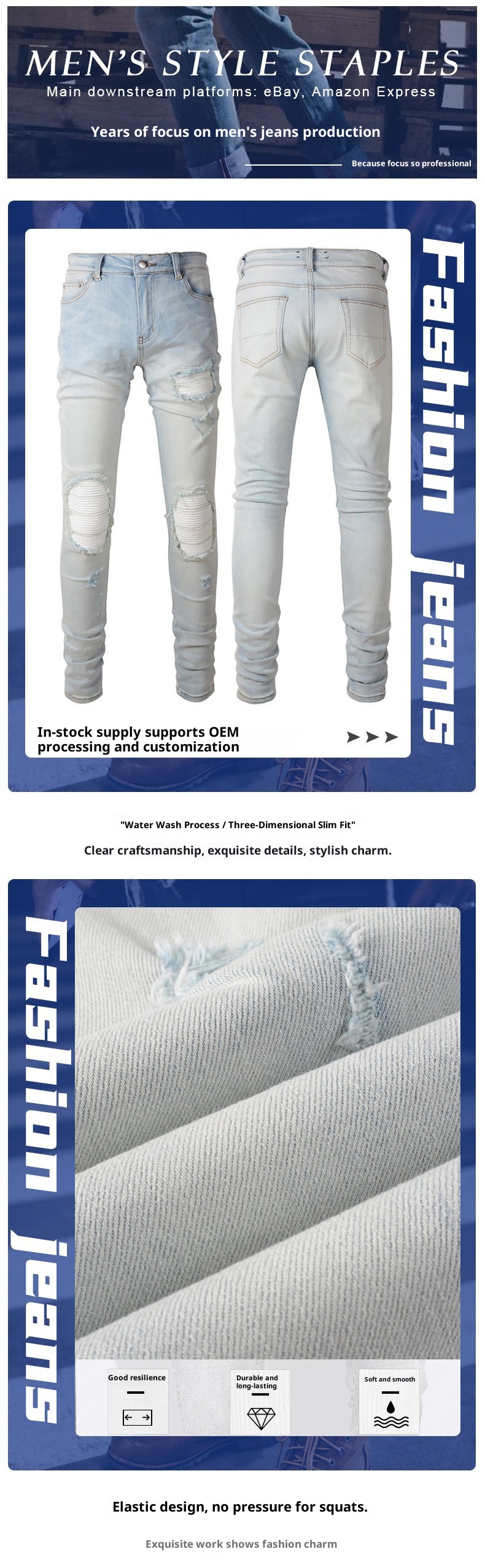 boy Can Ship On Behalf Of Foreign Trade Retro Jeans Slim Fit High Street Ripped Patch Cross-Border Clothing Wholesale Men's_voghion.com