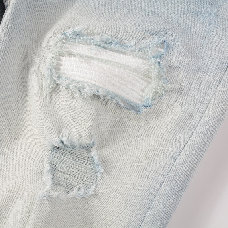 boy Can Ship On Behalf Of Foreign Trade Retro Jeans Slim Fit High Street Ripped Patch Cross-Border Clothing Wholesale Men's_voghion.com