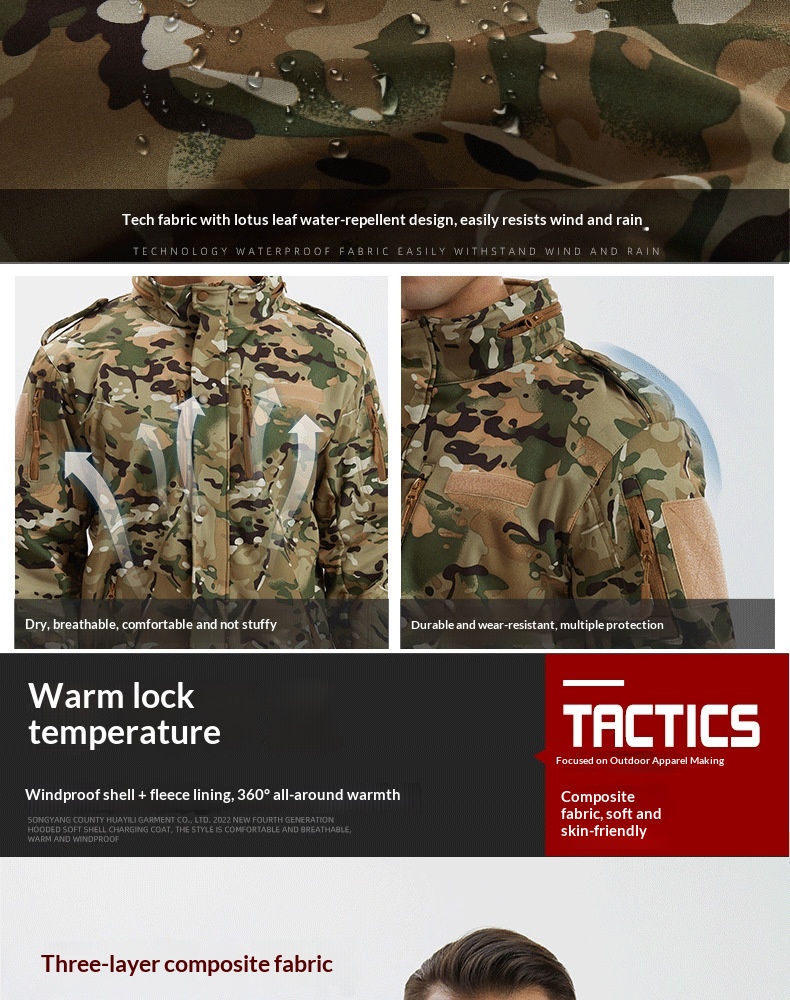 Veste polaire épaisse et chaude, coupe-vent, softshell de quatrième génération pour homme, idéale pour le cyclisme et les sports de plein air en automne et en hiver._voghion.com