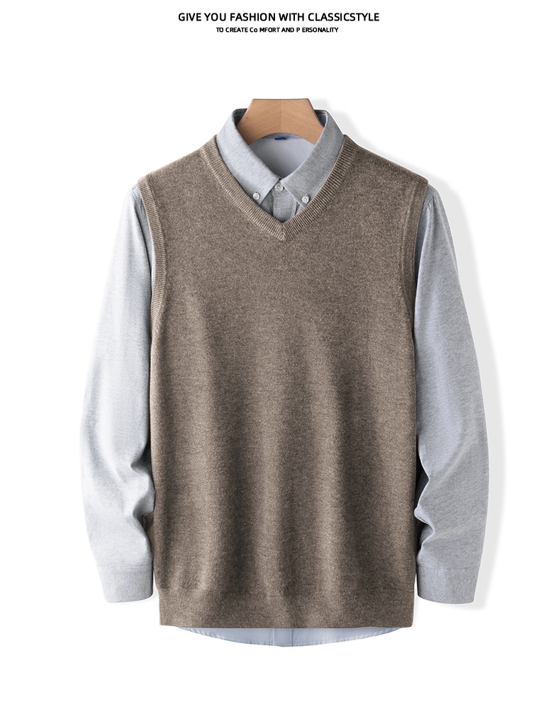 ragazzo 2024 Autunno Inverno Uomo Caldo Gilet Scollo a V Slim Fit Senza Maniche Base Maglione Lavorato a Maglia Trendy_voghion.com