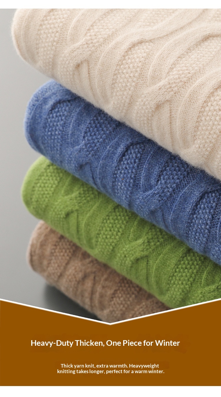 boy Boy Boy Boy 23 Autumn Winter New Men's Half Turtleneck Thickened Wool Pullover Solid Color Casual Plus Size Twisted Knit Sweater_voghion.com