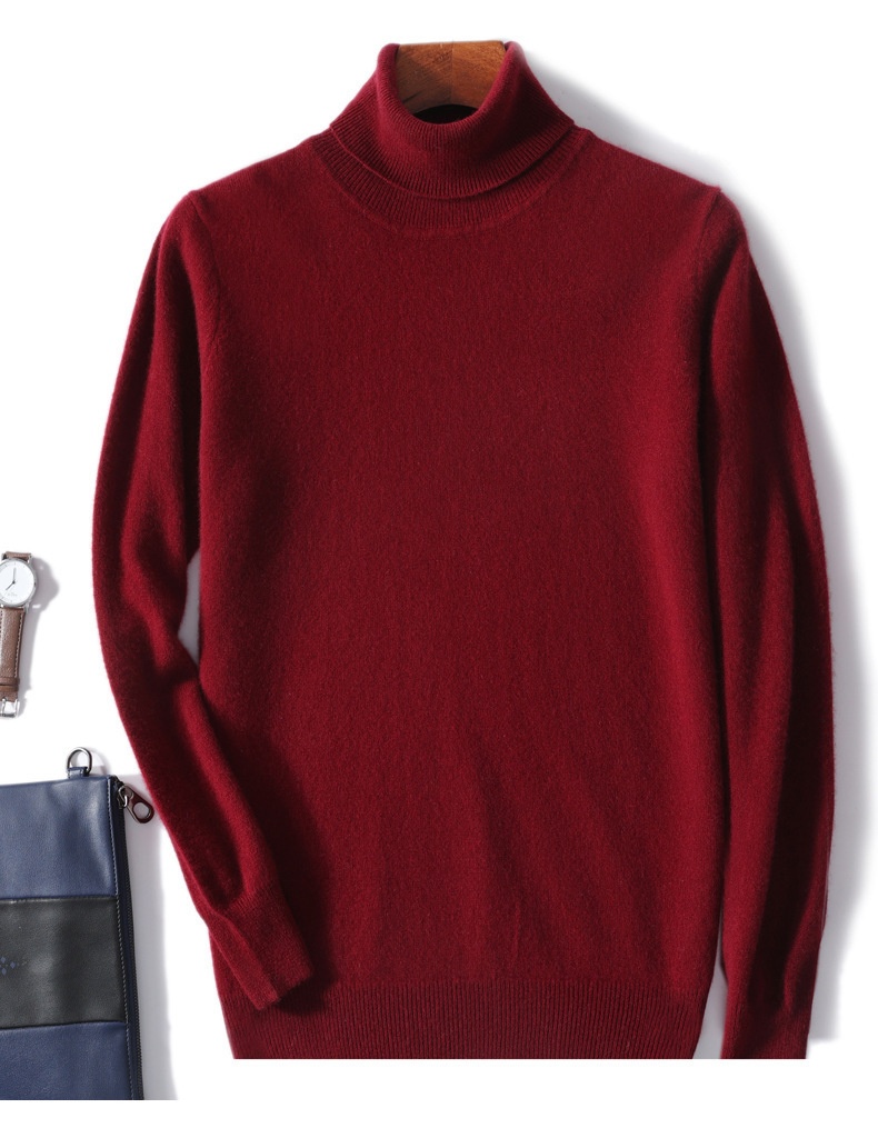 boy Boy Boy New Pure 100% Wool Men's Cashmere Spring Autumn Pullover Versatile Sweater Business Casual Inner Layer Base Shirt_voghion.com