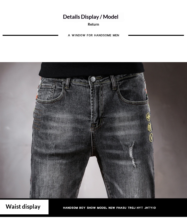Jungen-Jeans mit Stickerei, Rissen, europäischem und amerikanischem Stil, neue Slim-Fit-Jeans, lange Freizeithose, coole Herrenhose, Einteiler_voghion.com