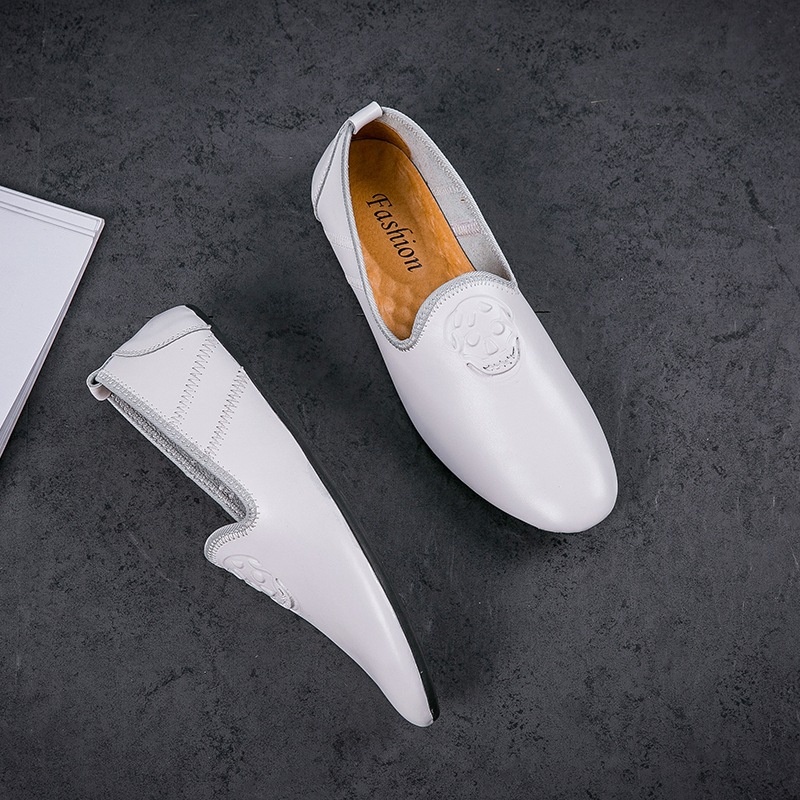 WalkPrime WalkPrime European Station Autumn Hairstylist Small Leather Skull Trendy New Men's Single Loafers Lazy Shoes Youth_voghion.com