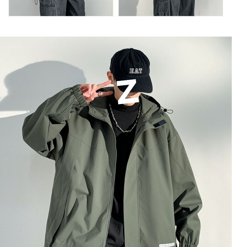 boy Boy Spring And Autumn Trend American Style Waterproof Windproof Solid Color Workwear Softshell Men's Casual Jacket Top_voghion.com
