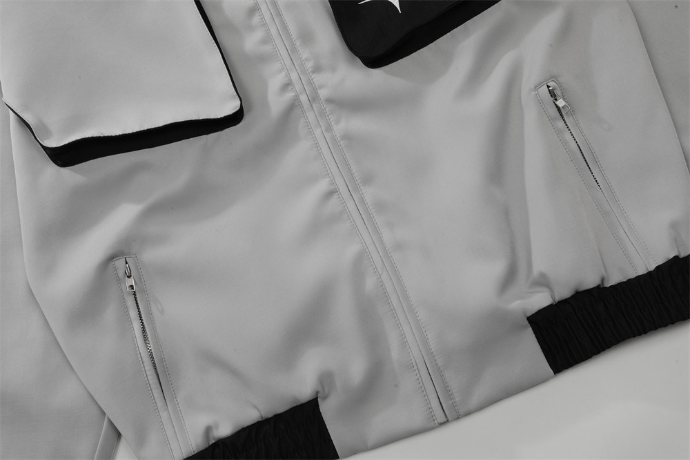 Ragazzo europeo e americano High Street Block Lapel Men Personality Loose Color Contrast Poc Zipper Design Moto_voghion.com