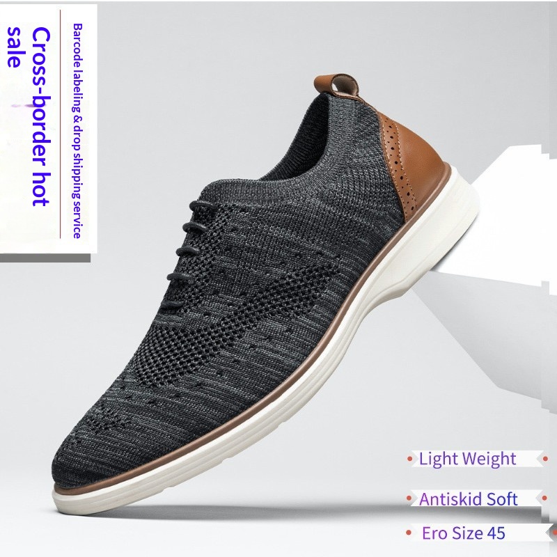 WalkPrime WalkPrime 2025 Cross-Border Men's Lace-Up Business Casual Lightweight Non-Slip Soft Formal Shoes Wide Sole EU Size 45 Dropshipping_voghion.com