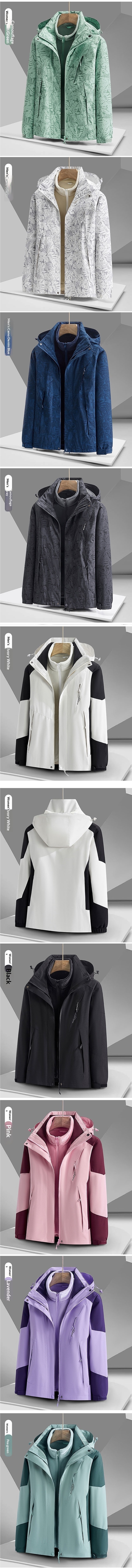 ragazzo Ragazzo Outdoor per uomini e donne, tre in uno staccabile, foderato in pile, cappotto mimetico spesso, antivento, impermeabile, caldo_voghion.com