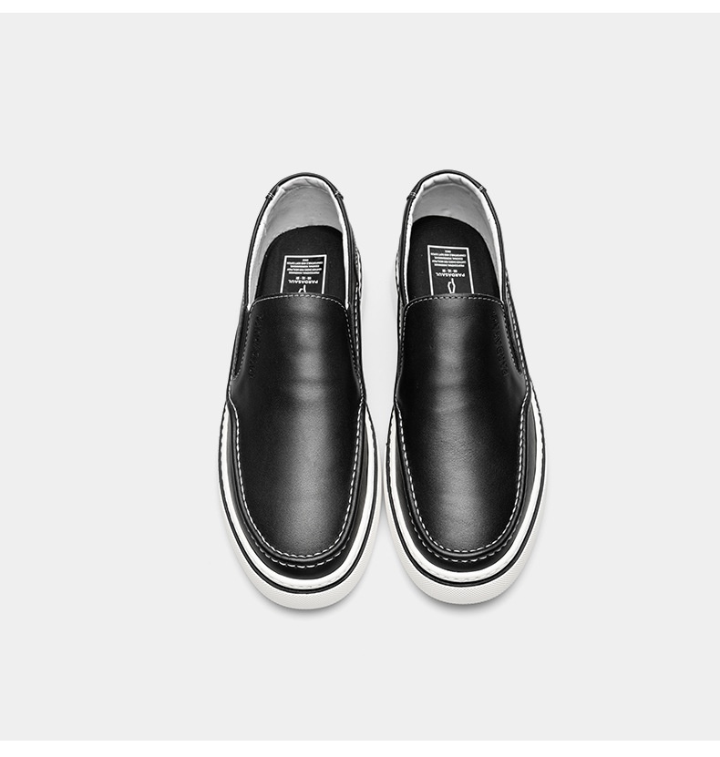 WalkPrime - Mocasines casuales cómodos sin cordones de piel auténtica con suela gruesa para hombre, suministro directo de fábrica, estación europea de primavera_voghion.com