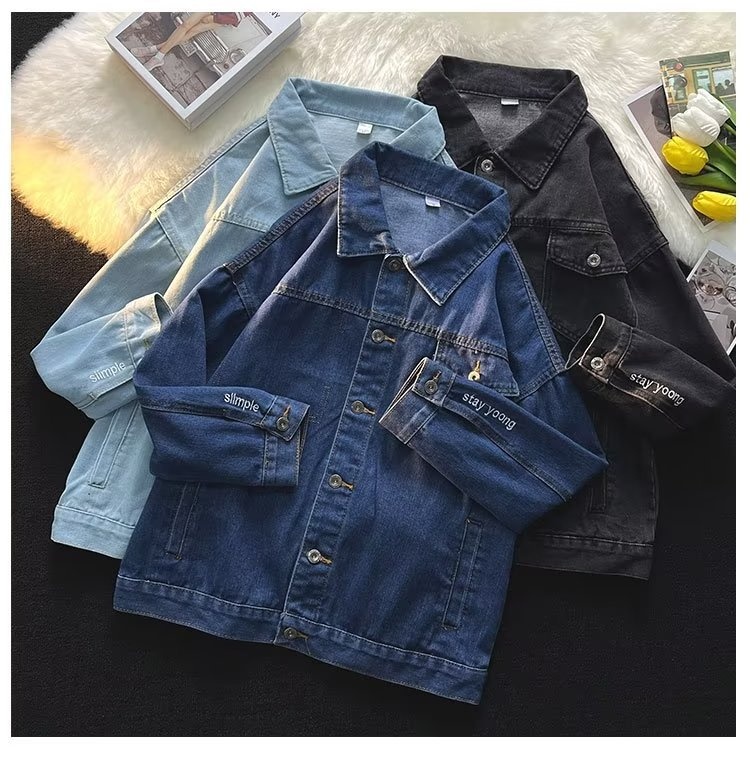 ragazzo Nuovo colletto rovesciato giacca in denim resistente a maniche lunghe per uomo stile giapponese marchio alla moda Ins autunno inverno europeo_voghion.com