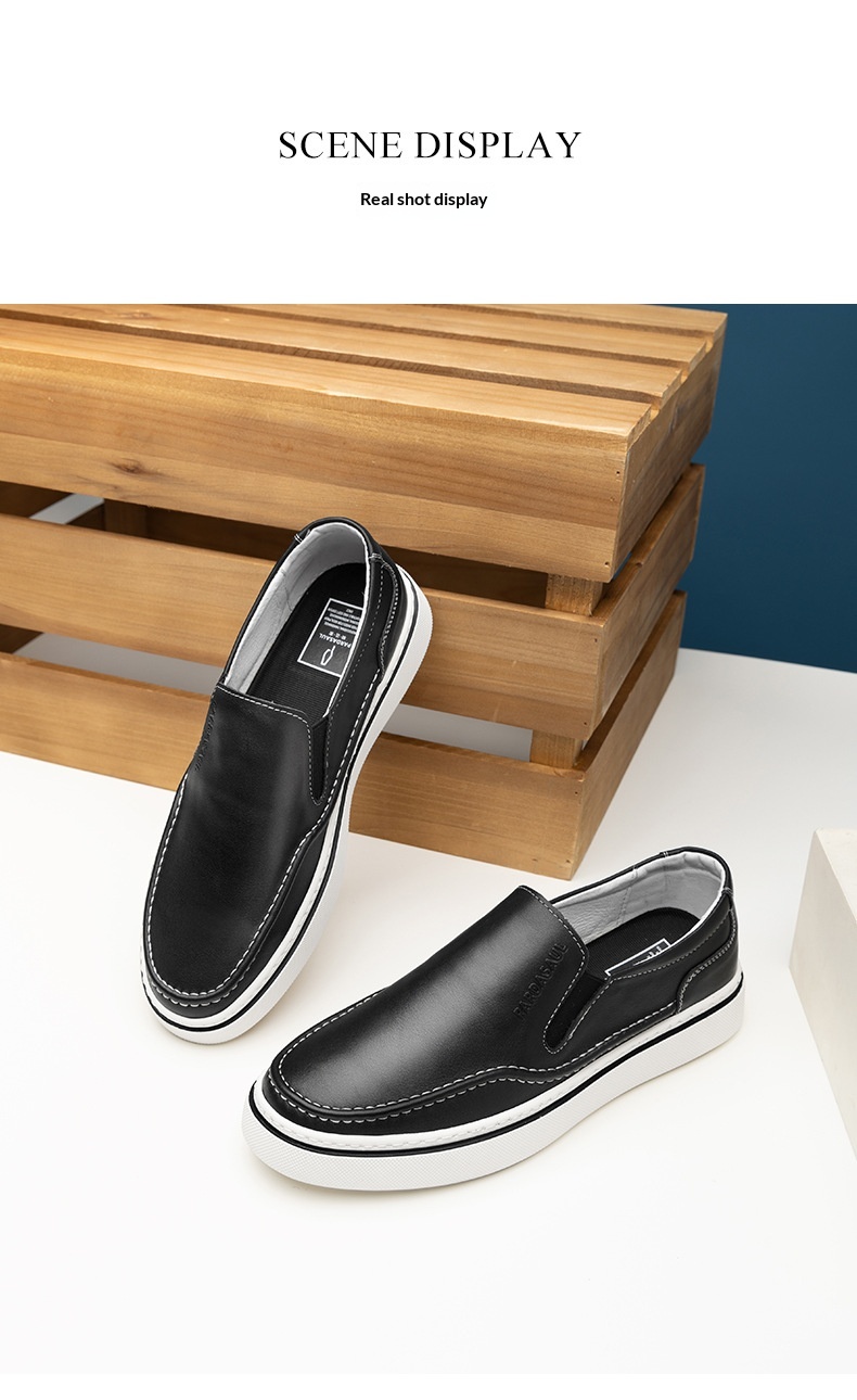 WalkPrime - Mocasines casuales cómodos sin cordones de piel auténtica con suela gruesa para hombre, suministro directo de fábrica, estación europea de primavera_voghion.com