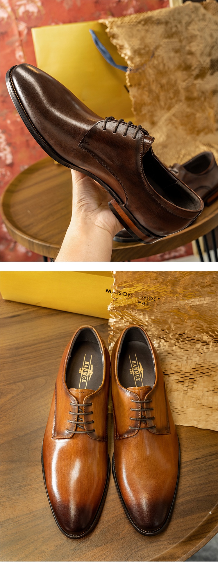 Scarpe derby da uomo in pelle di vacchetta con lacci, stile britannico, formali, da cerimonia, casual, da lavoro, da lavoro, da lavoro, da sposa, da lavoro ..._voghion.com