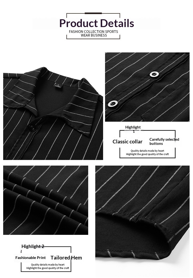 Ice Silk Suit Casual For Men Summer Thin Trendy Loose Striped Shirt Breathable Two-Piece Set_voghion.com