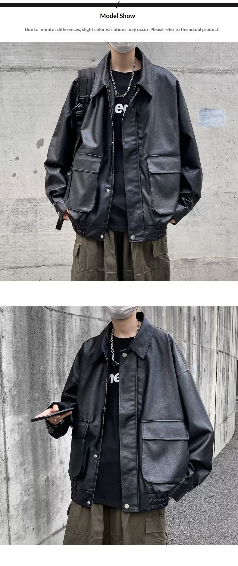 Giacca da motociclista in PU stile street europeo americano da uomo, tendenza autunnale, giacca da motociclista bella e accattivante, giacca in pelle dalla vestibilità ampia_voghion.com