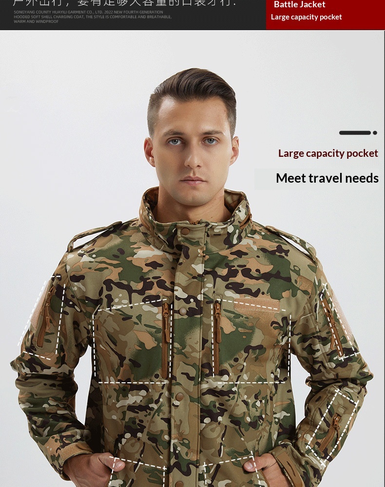 Veste polaire épaisse et chaude, coupe-vent, softshell de quatrième génération pour homme, idéale pour le cyclisme et les sports de plein air en automne et en hiver._voghion.com