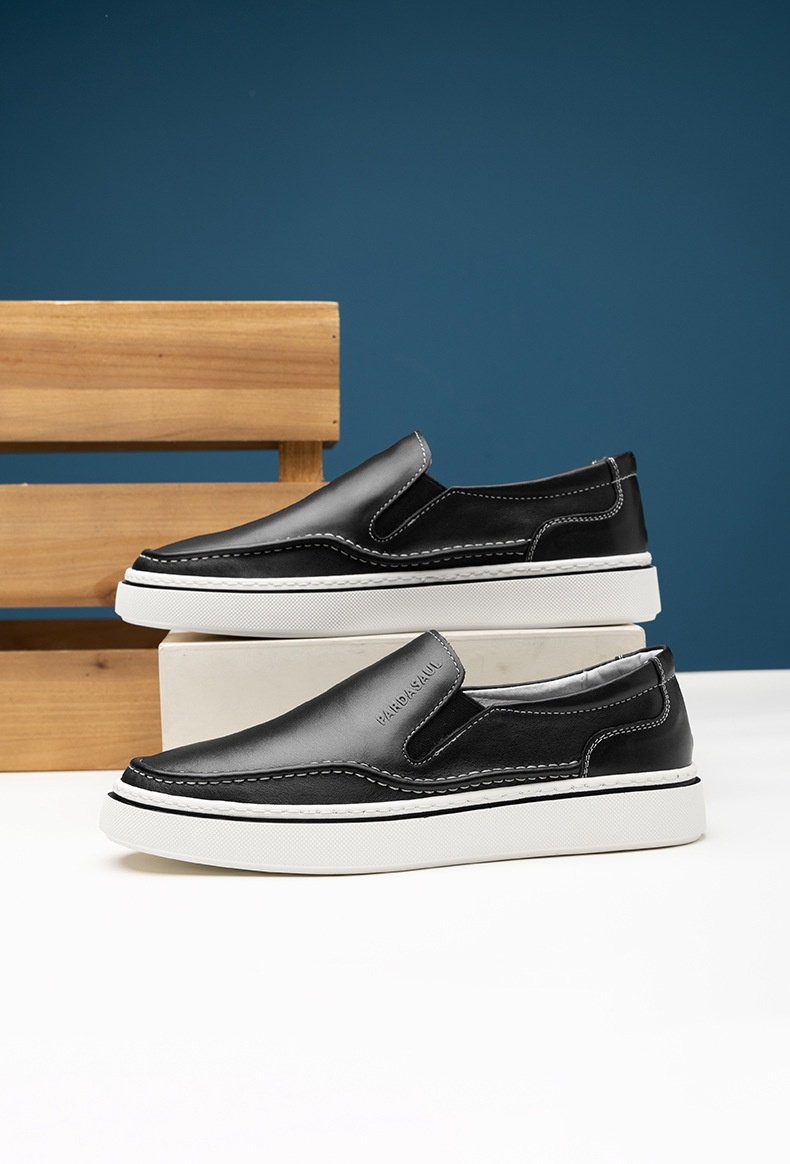 WalkPrime - Mocasines casuales cómodos sin cordones de piel auténtica con suela gruesa para hombre, suministro directo de fábrica, estación europea de primavera_voghion.com