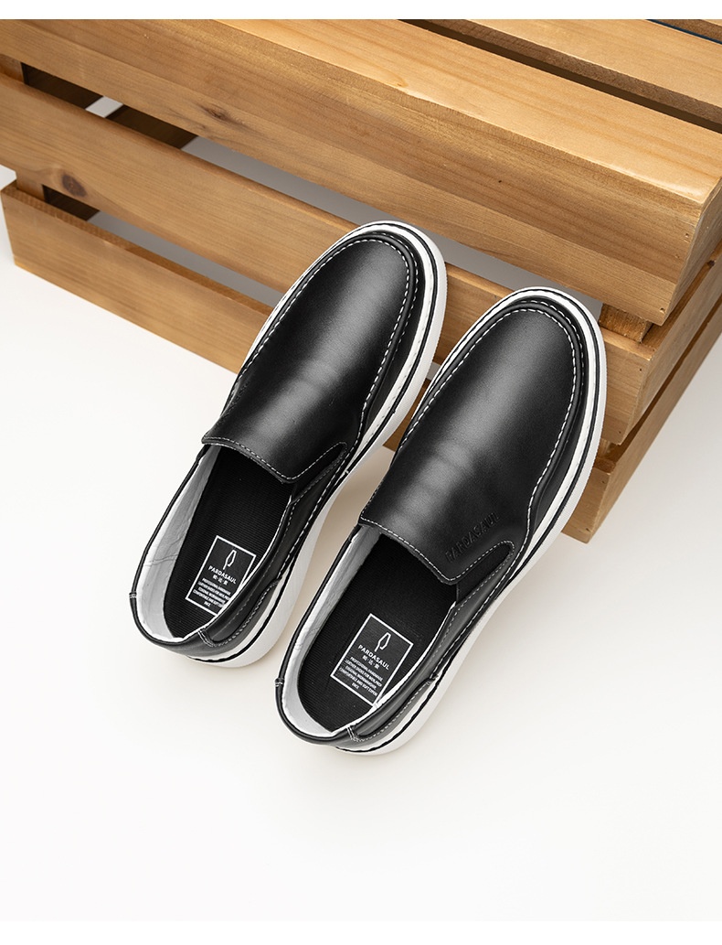 WalkPrime - Mocasines casuales cómodos sin cordones de piel auténtica con suela gruesa para hombre, suministro directo de fábrica, estación europea de primavera_voghion.com