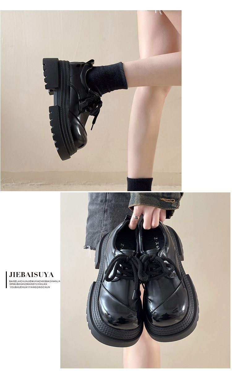 Mocassini con rialzo per donna Voyage Voyage, in morbida pelle europea, con suola spessa, primavera 2025, con punta arrotondata e lacci_voghion.com