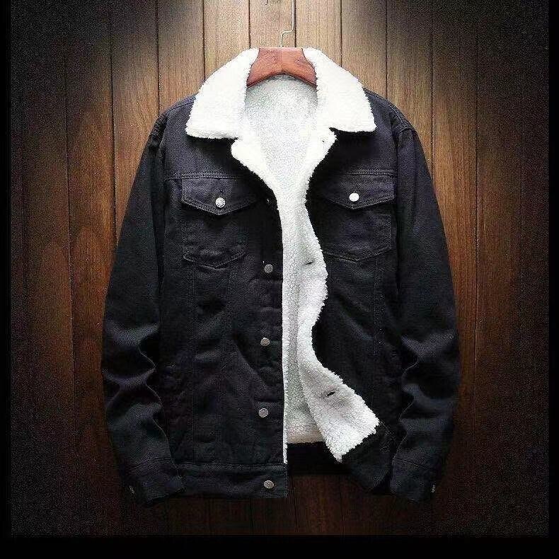 boy Boy 2023 Autumn Winter Loose Workwear Jacket Fleece Lined Thick Versatile Trendy Men's Denim Clothing_voghion.com