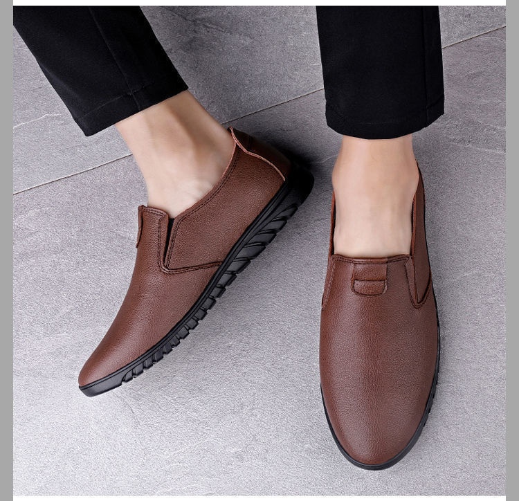 Voyage Voyage Autumn PU Leather Shoes Soft Sole Slip-On Loafers Men's Breathable Comfortable_voghion.com