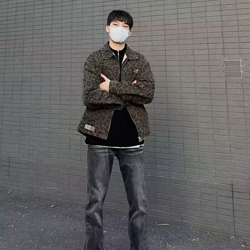 boy 2024 Style Functional Leopard Print Lapel Jacket For Men Women Spring Winter New Trendy European And American Zipper_voghion.com