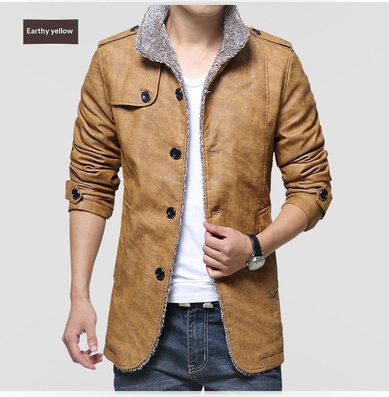 Chaqueta de cuero sintético con forro de piel de oveja cruzada para hombre, talla grande, invierno 2022_voghion.com