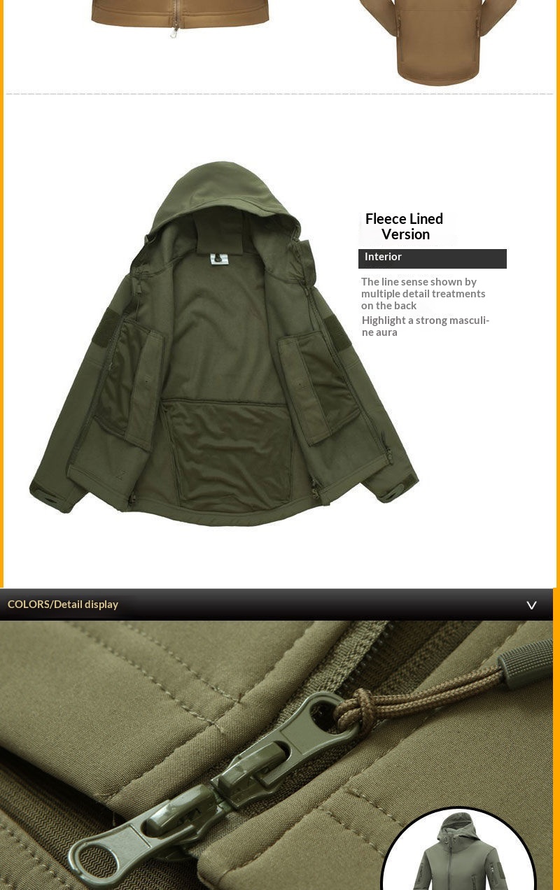 boy Boy Outdoor Shark Skin Jacket For Men, Autumn And Winter Fleece Coat, Soft Shell Windproof Waterproof Tactical Suit, Thermal_voghion.com