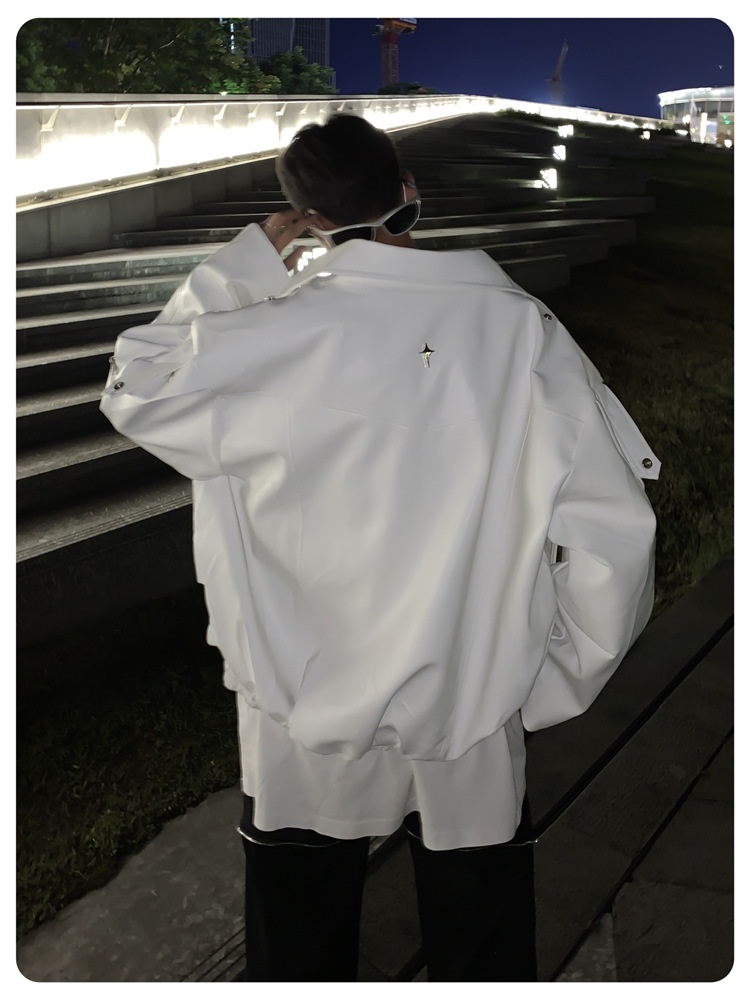 Giacca da motociclista in pelle PU di alta qualità, stile punk decostruito, stile europeo e americano, versatile, tendenza_voghion.com